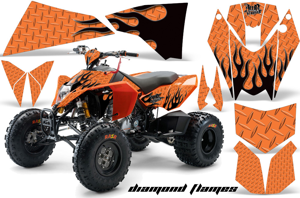 KTM 525 XC 08 Graphics Kit DiamondFlames Orange